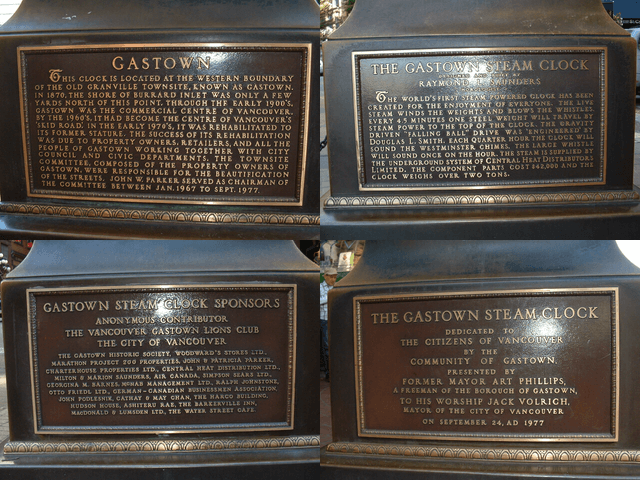 Steam Clock plaques